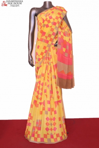 yellow crepe silk saree